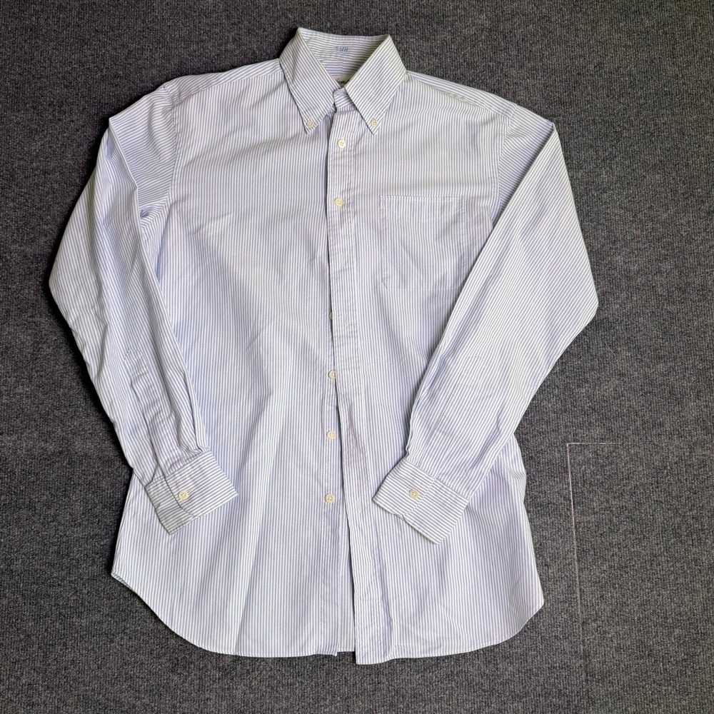 Hamilton Custom Shirt Mens Blue White Pinstripe Button Down Long Sleeve